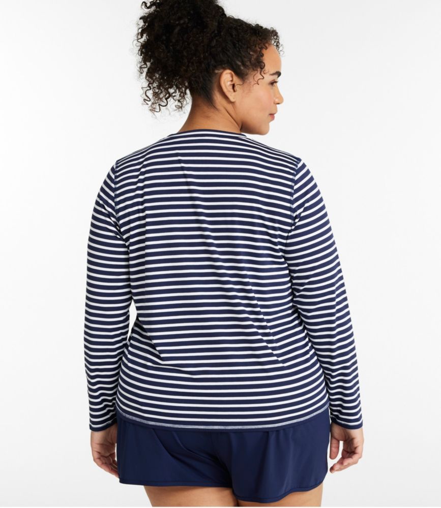 Women's SunSmart® UPF 50+ Sun Shirt, Print, Darkest Navy Sailor Stripe, small image number 3