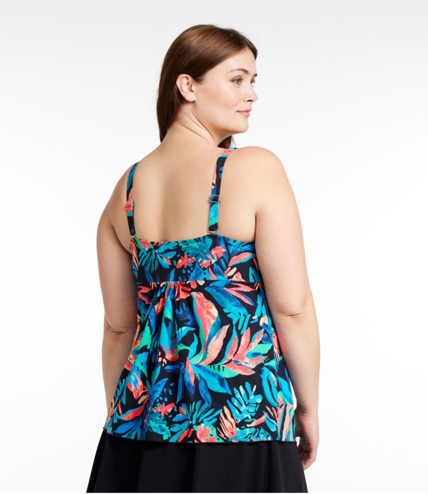 Women's Shaping Swimwear, Soft-Drape Tankini Top Print, Deepwater Blue Palm, small image number 4