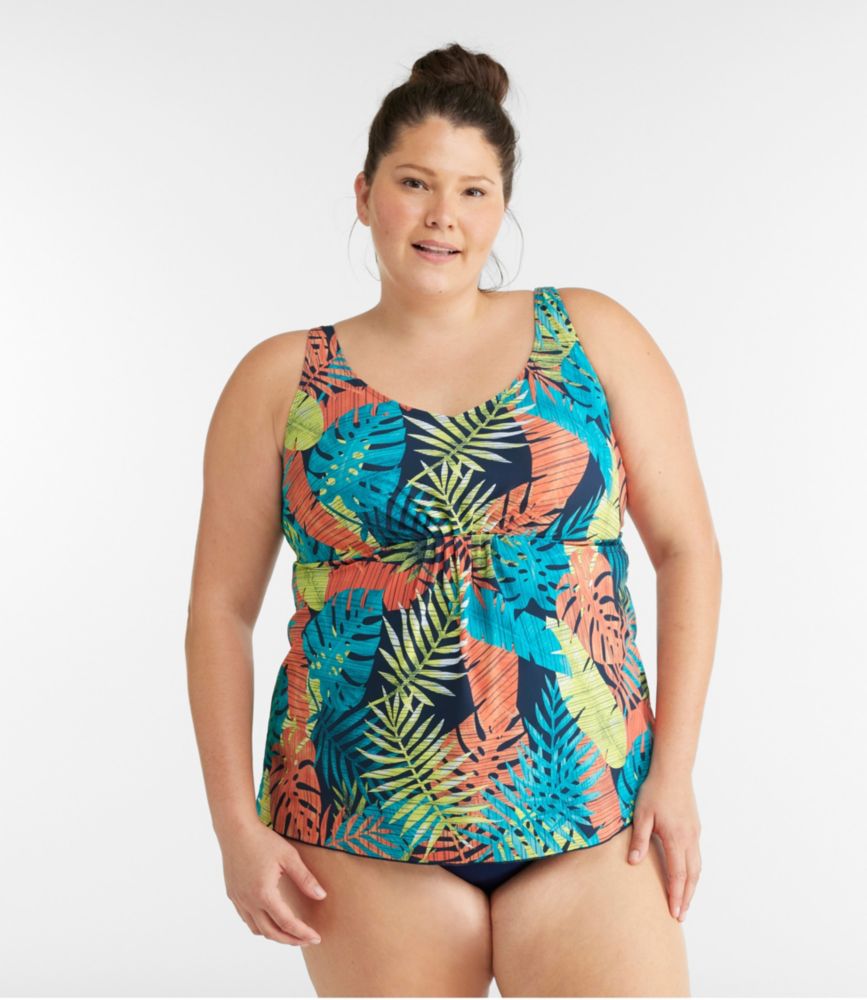 Women's Shaping Swimwear, Soft-Drape Tankini Top Print, Deepwater Blue Floral, small image number 1