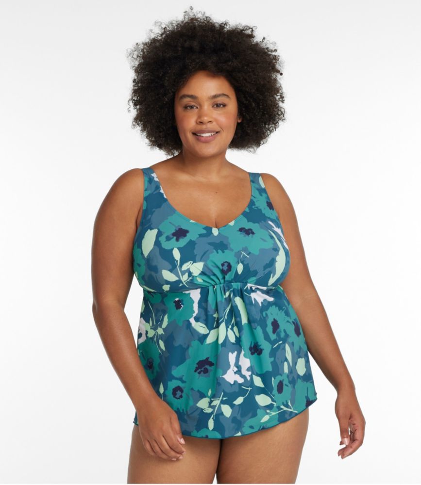 Women's Shaping Swimwear, Soft-Drape Tankini Top Print, Deepwater Blue Floral, small image number 2