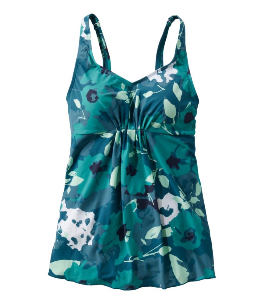 Women's Shaping Swimwear, Soft-Drape Tankini Top Print, Deepwater Blue Floral, small image number 1