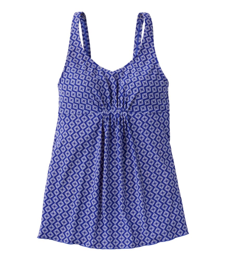 Women's Shaping Swimwear, Soft-Drape Tankini Top Print, Cobalt Diamond, small image number 1