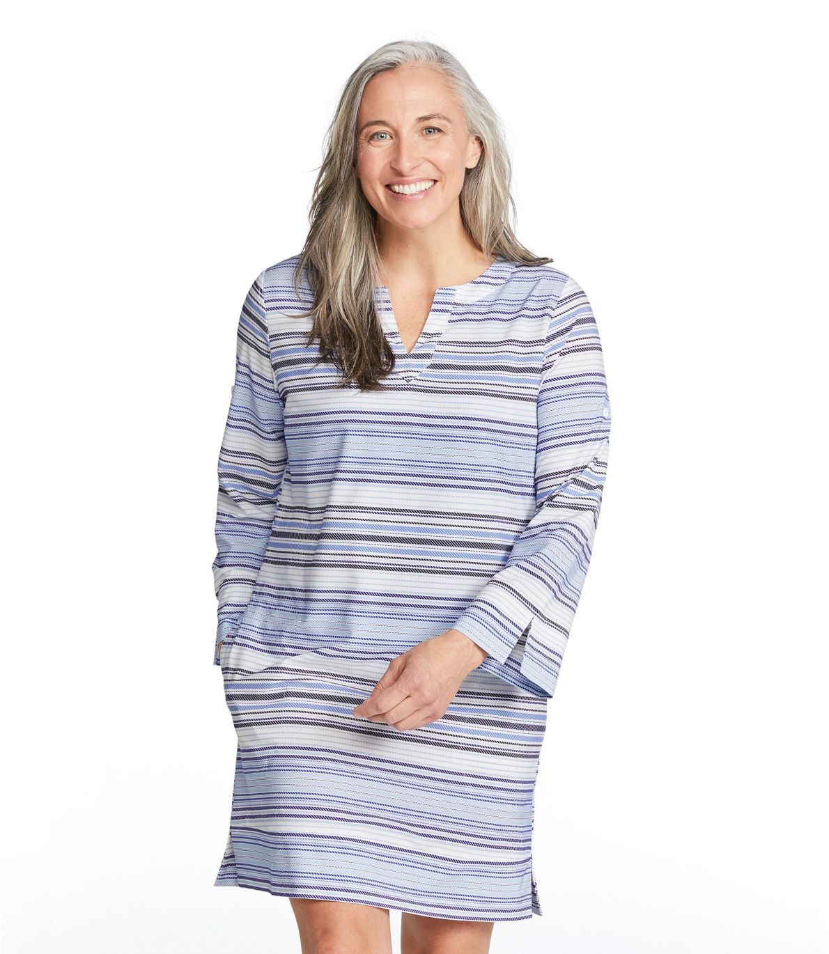 Women's Bean's Stretch Swim CoverUp Splitneck Tunic, Stripe at L.L. Bean