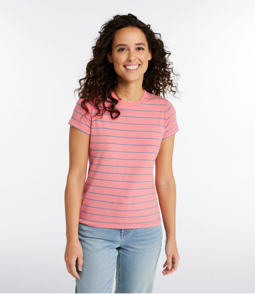 Women's Soft Stretch Supima Tee, Crewneck Short-Sleeve Striped