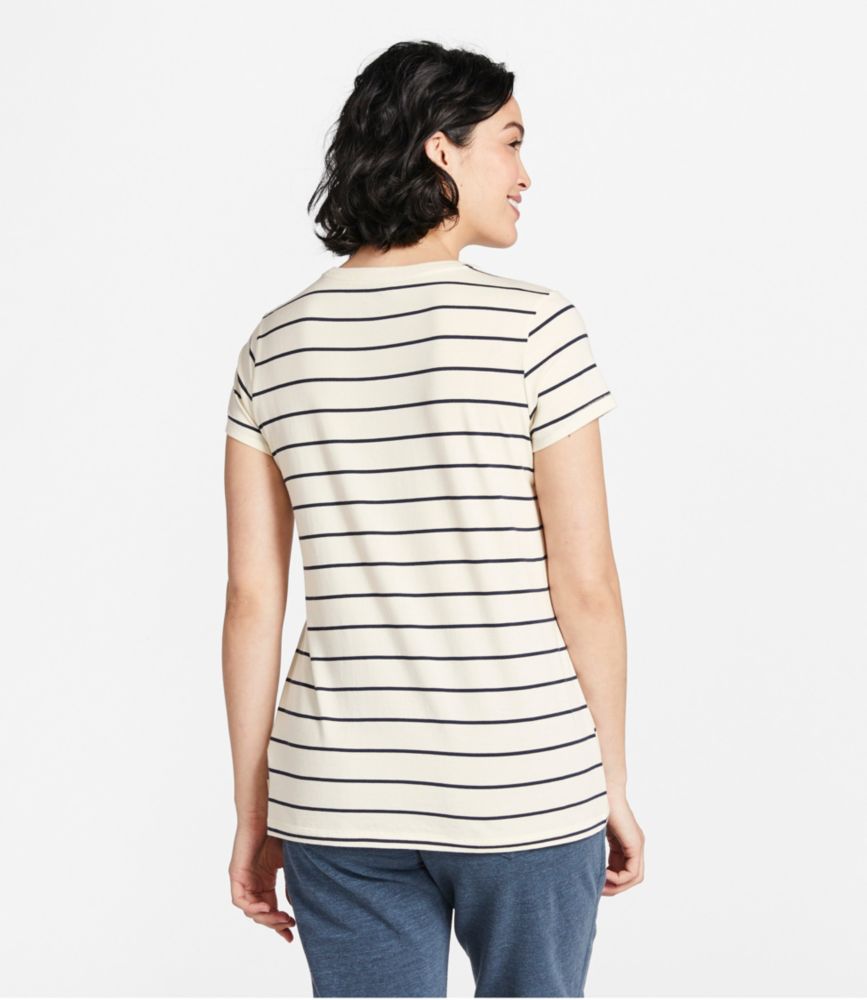 Women's Soft Stretch Supima Tee, Crewneck Short-Sleeve Striped, Sailcloth/Classic Navy, small image number 3