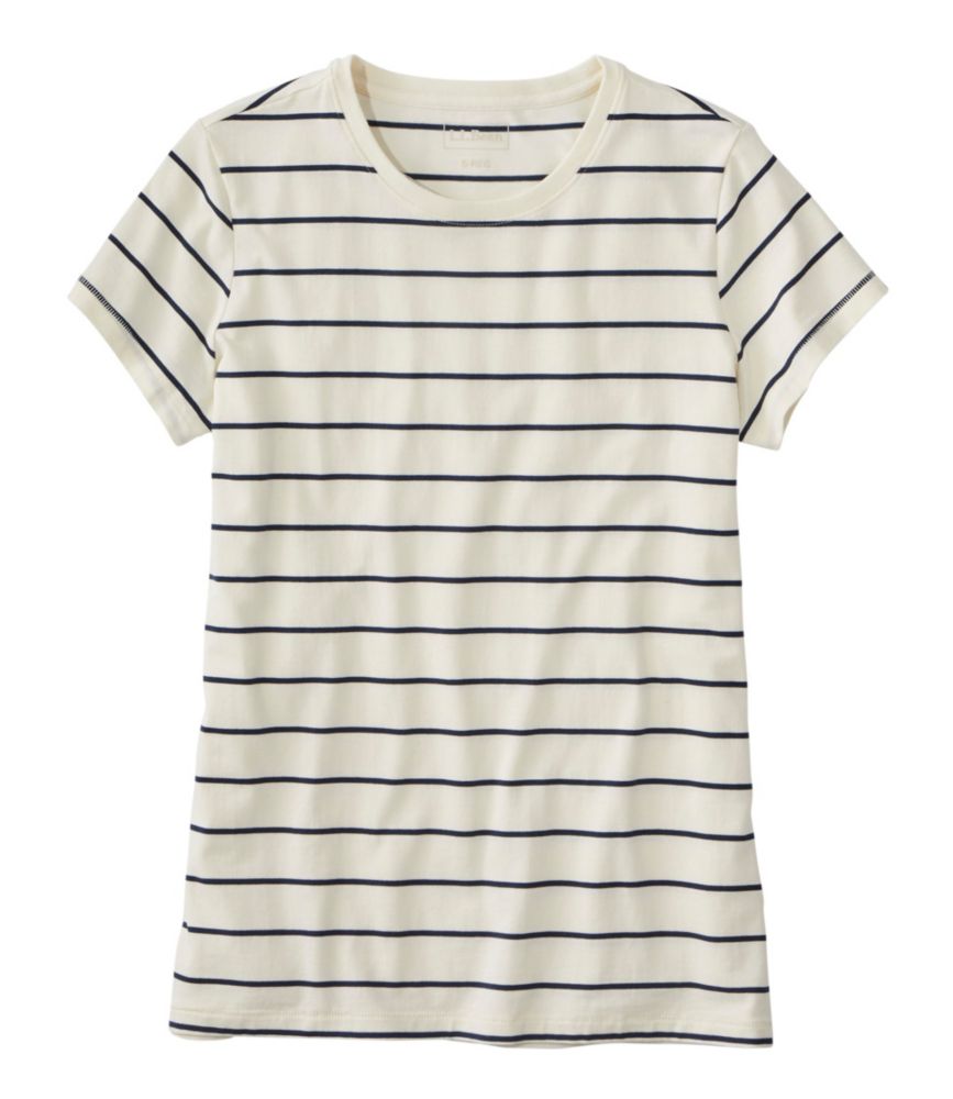 Women's Soft Stretch Supima-Blend Tee, Crewneck Short-Sleeve Striped