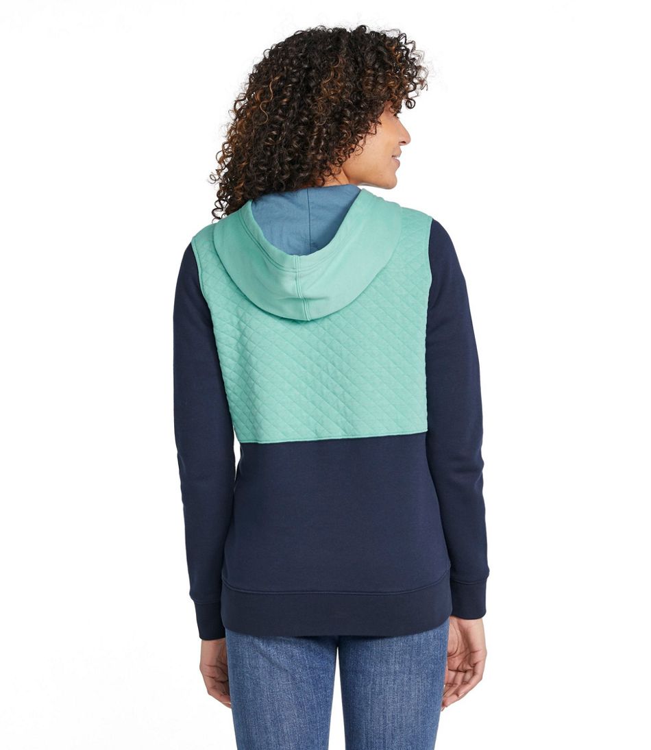 Women's Quilted Sweatshirt, Hooded Pullover Colorblock