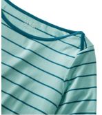 Women's Soft Stretch Supima Tee, Three-Quarter-Sleeve Boatneck Stripe