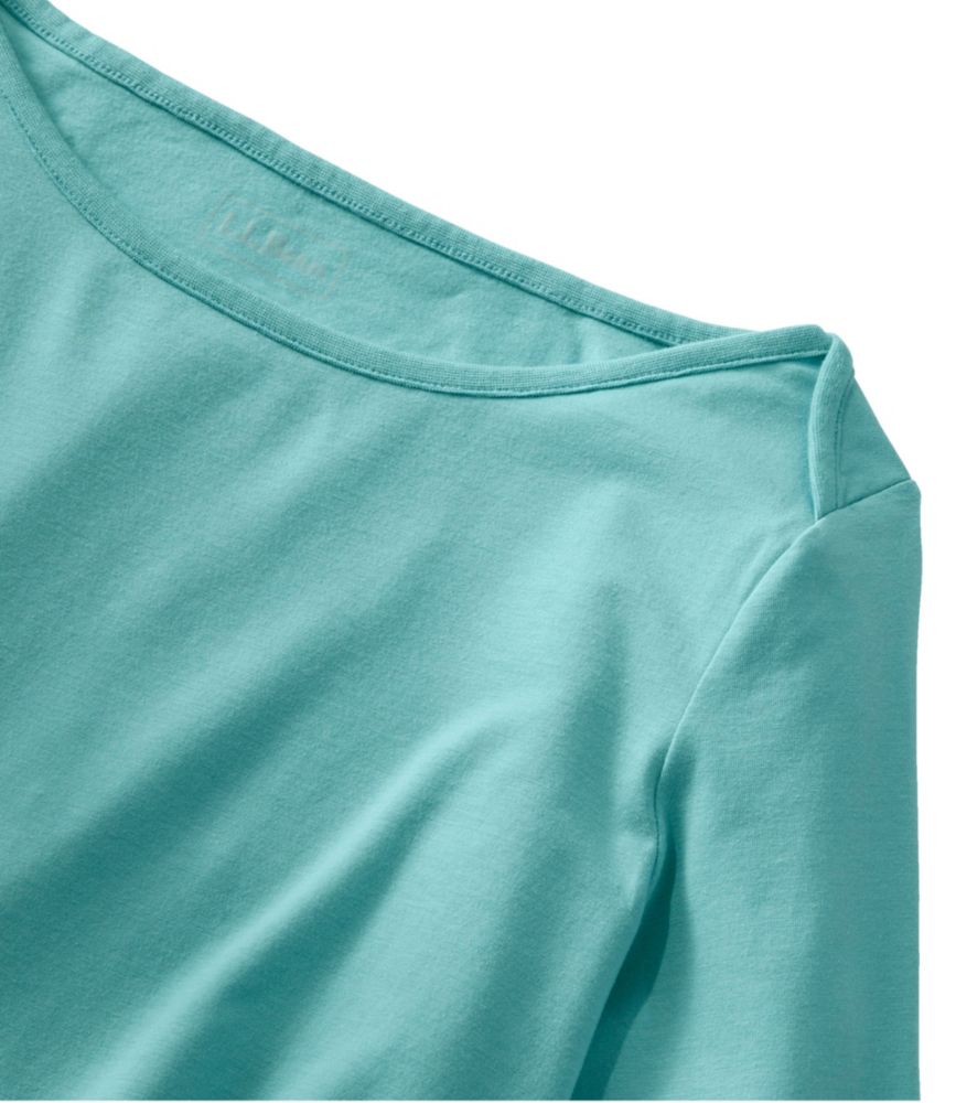 Women's Soft Stretch Supima-Blend Tee, Three-Quarter-Sleeve Boatneck, , small image number 2