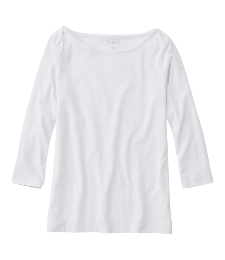 Women's Soft Stretch Supima-Blend Tee, Three-Quarter-Sleeve Boatneck, , small image number 4