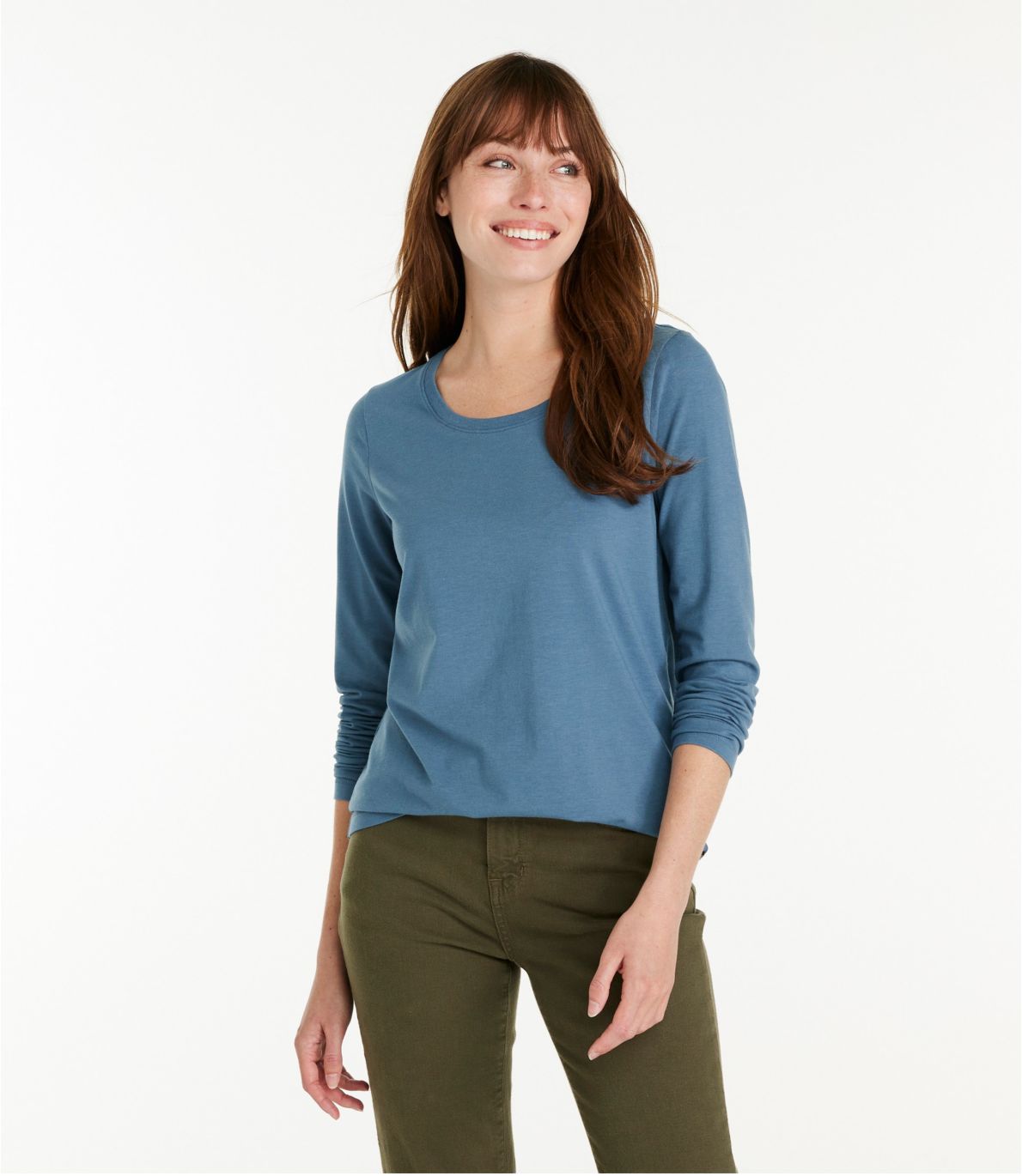 Women's Soft Stretch Supima Tee, Scoopneck Long-Sleeve at L.L. Bean