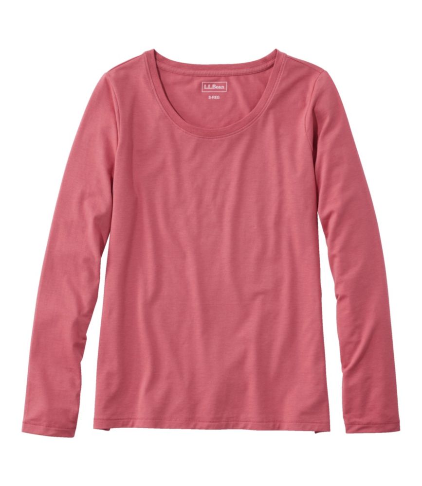 Women's Soft Stretch Supima Tee, Scoopneck Long-Sleeve, Vintage Rose, small image number 1