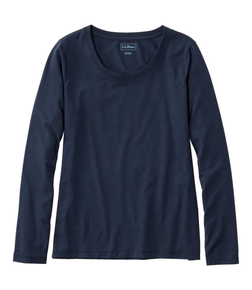 Women's Soft Stretch Supima Tee, Scoopneck Long-Sleeve, Classic Navy, small image number 1