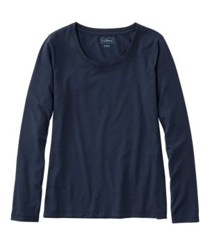 Women's Soft Stretch Supima Tee, Scoopneck Long-Sleeve