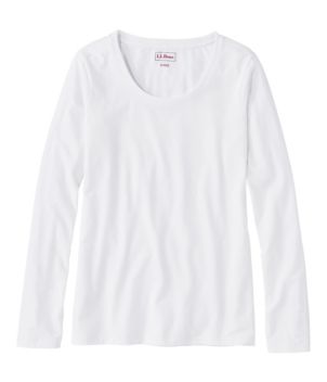 Women's Soft Stretch Supima Tee, Scoopneck Long-Sleeve