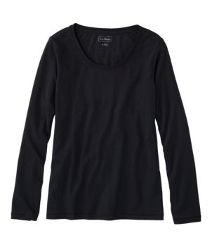 Women's Soft Stretch Supima Tee, Scoopneck Long-Sleeve