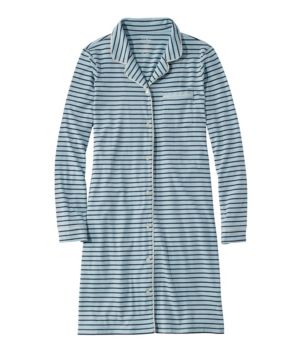 Women's Super-Soft Shrink-Free Button-Front Nightgown, Stripe