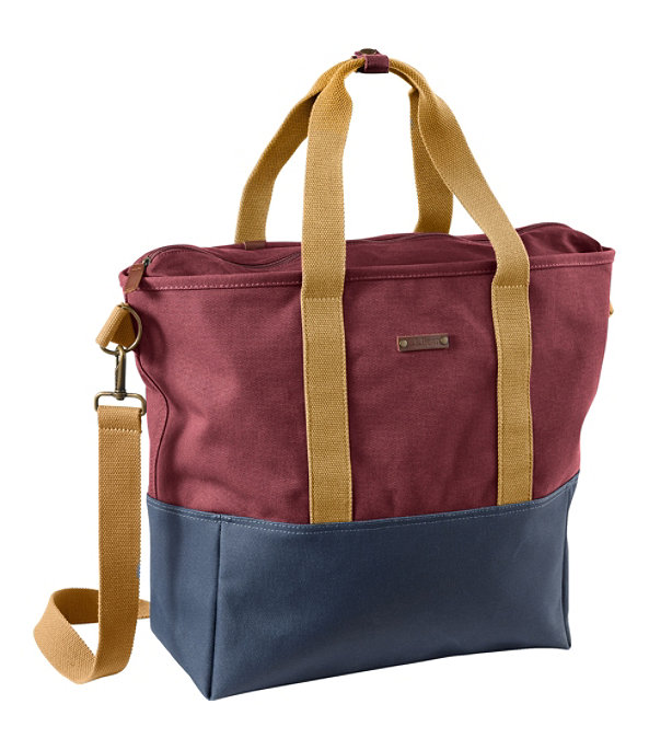 L.L.Bean Nor'Easter Tote Bag, Classic Navy/Burgundy/Canyon Khaki, large image number 0