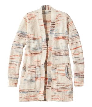 Women's Cotton Ragg Sweater, Open Cardigan Space-Dye