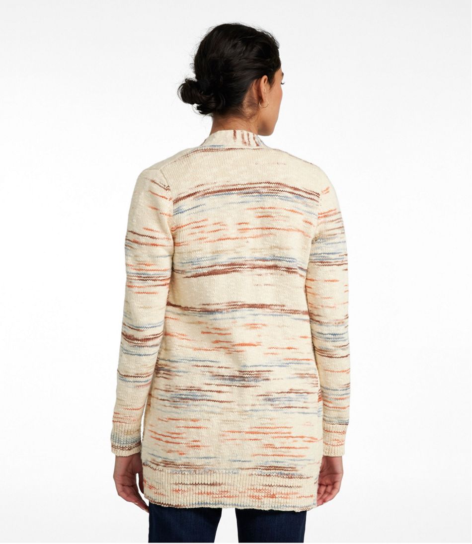 Women's Cotton Ragg Sweater, Open Cardigan Space-Dye
