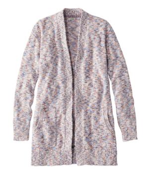 Women's Cotton Ragg Sweater, Open Cardigan Space-Dye