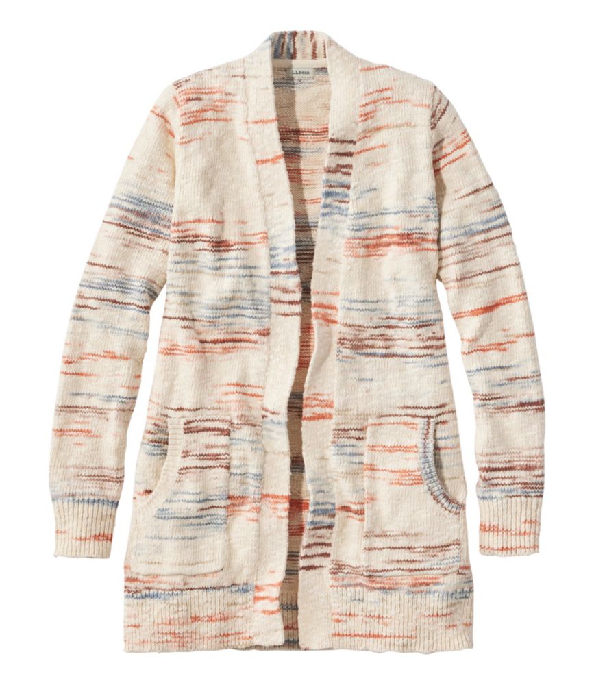 Women's Cotton Ragg Sweater, Open Cardigan Space-Dye, , small image number 4