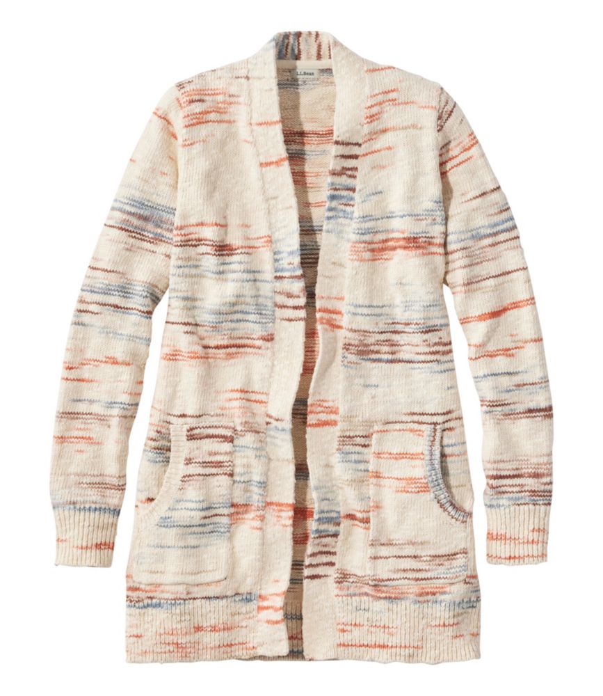 Women's Cotton Ragg Sweater, Open Cardigan Space-Dye, Multi Space Dye, small image number 1