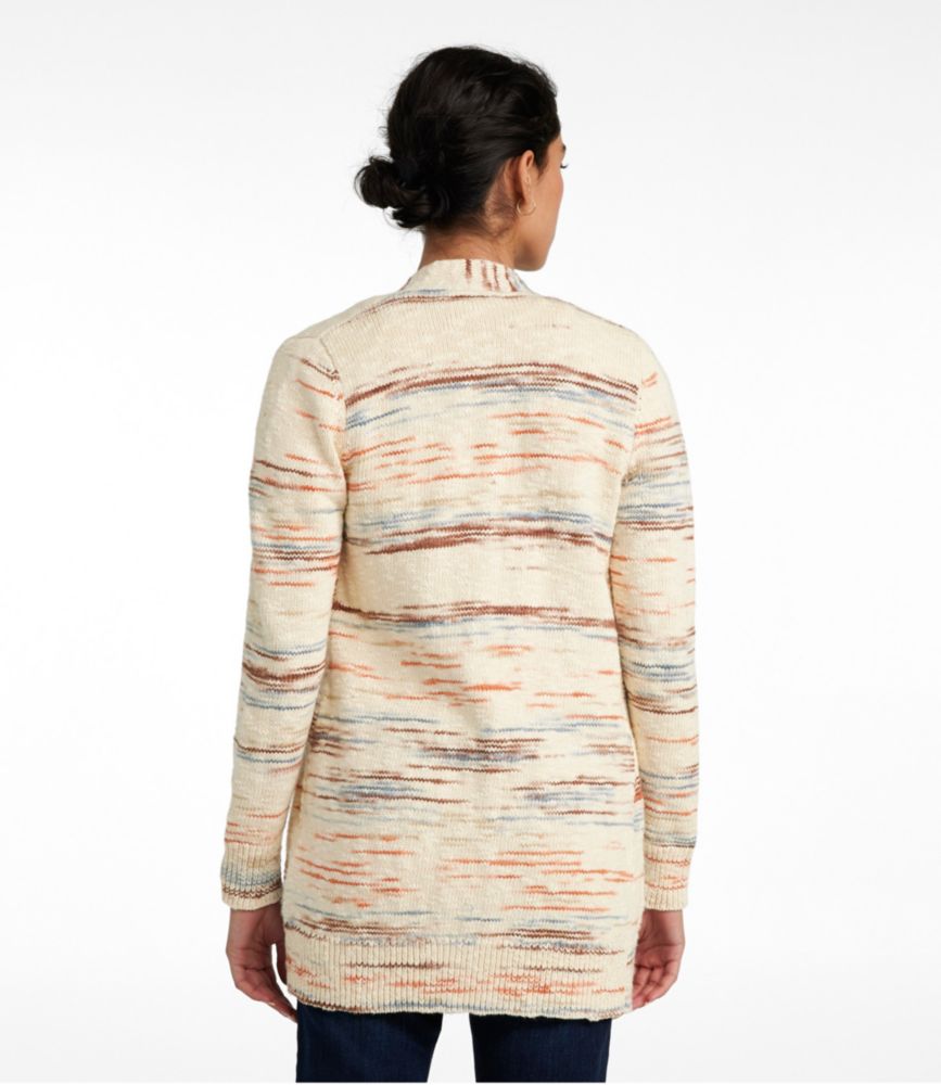 Women's Cotton Ragg Sweater, Open Cardigan Space-Dye