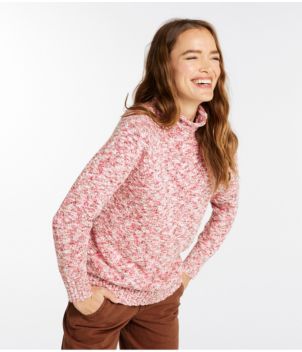 Women's Cotton Ragg Sweater, Funnelneck Pullover Space-Dye