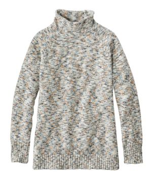 Women's Cotton Ragg Sweater, Funnelneck Pullover Space-Dye