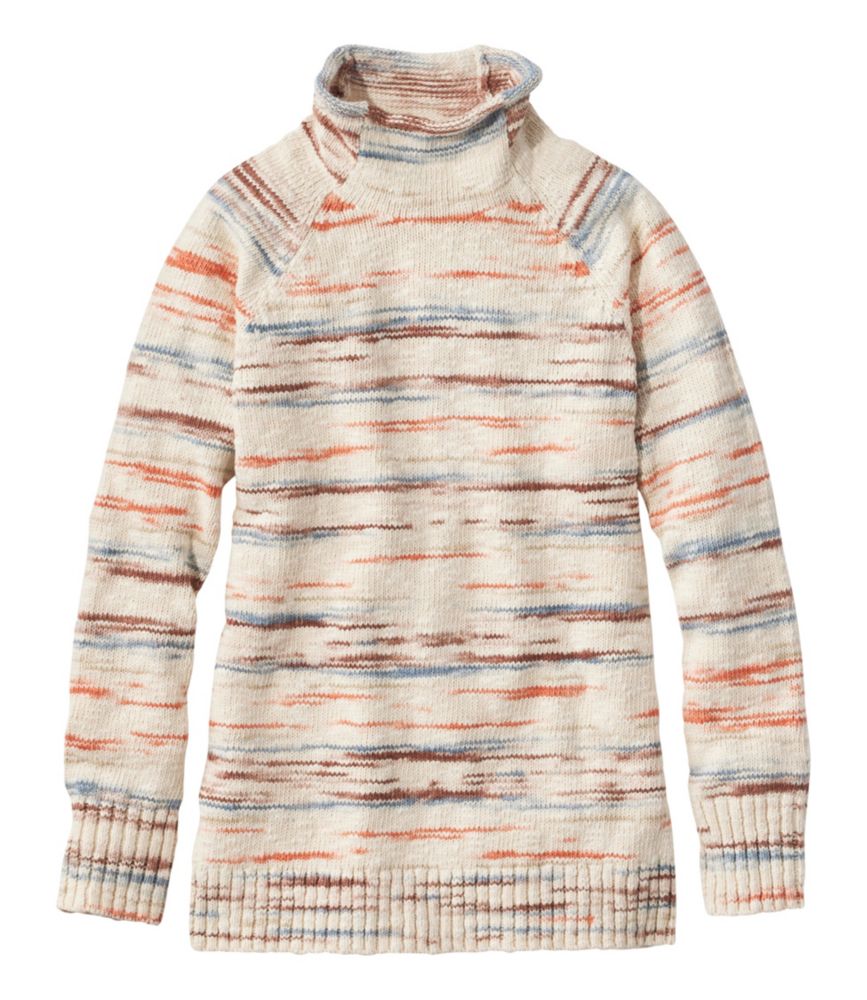 Women's Cotton Ragg Sweater, Funnelneck Pullover Space-Dye