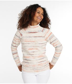 Women's Cotton Ragg Sweater, Funnelneck Pullover Space-Dye