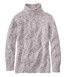 Women's Cotton Ragg Sweater, Funnelneck Pullover Space-Dye