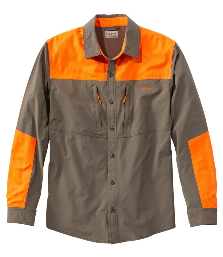 Men's Technical Stretch Upland Shirt with Insect-Repellent Ash/Hunter Orange Small, Synthetic/Nylon | L.L.Bean