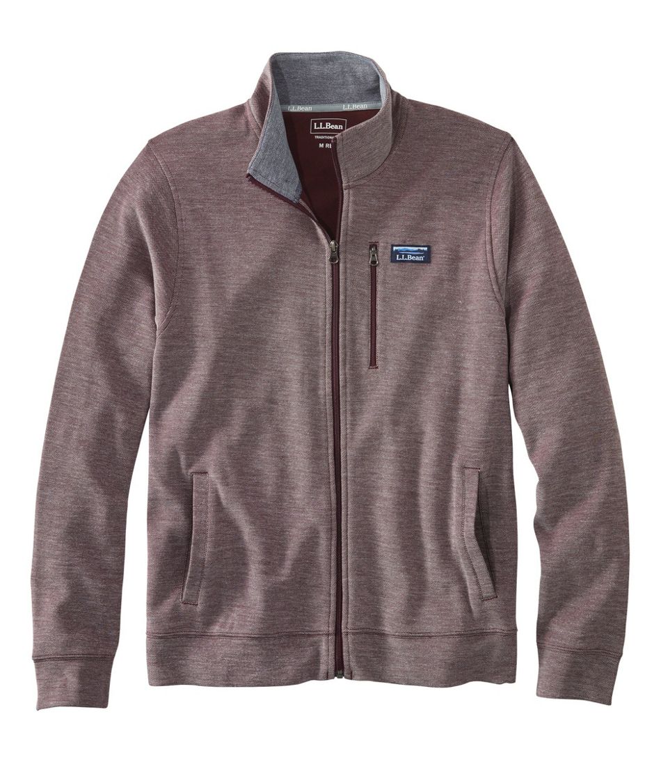 Men's Comfort Stretch Piqué Shirt, Full-Zip | Sweatshirts & Fleece at L ...