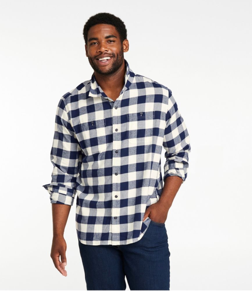 Men's Wicked Soft Flannel Shirt, Slightly Fitted Untucked Fit, Marine Blue, small image number 4