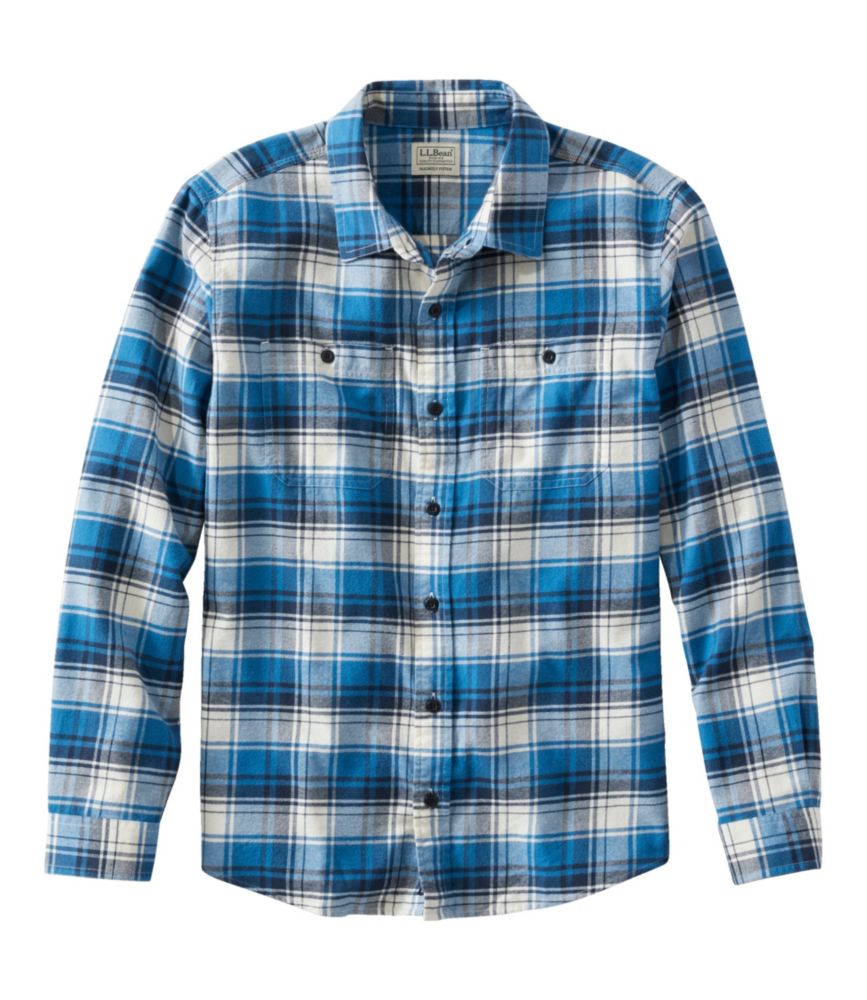 Men's Wicked Soft Flannel Shirt, Slightly Fitted Untucked Fit, Marine Blue, small image number 1