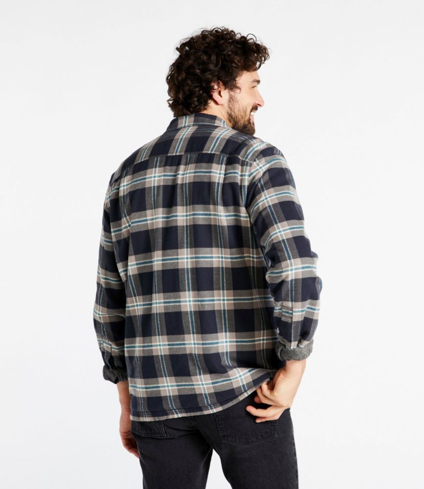 Men's Fleece-Lined Flannel Shirt, Snap Front, Slightly Fitted, Coal, small image number 3