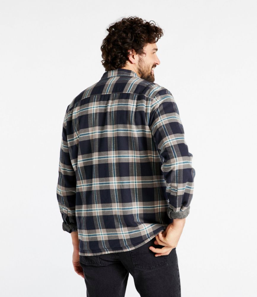 Men's Fleece-Lined Flannel Shirt, Snap Front, Slightly Fitted, Dark Russet, small image number 3