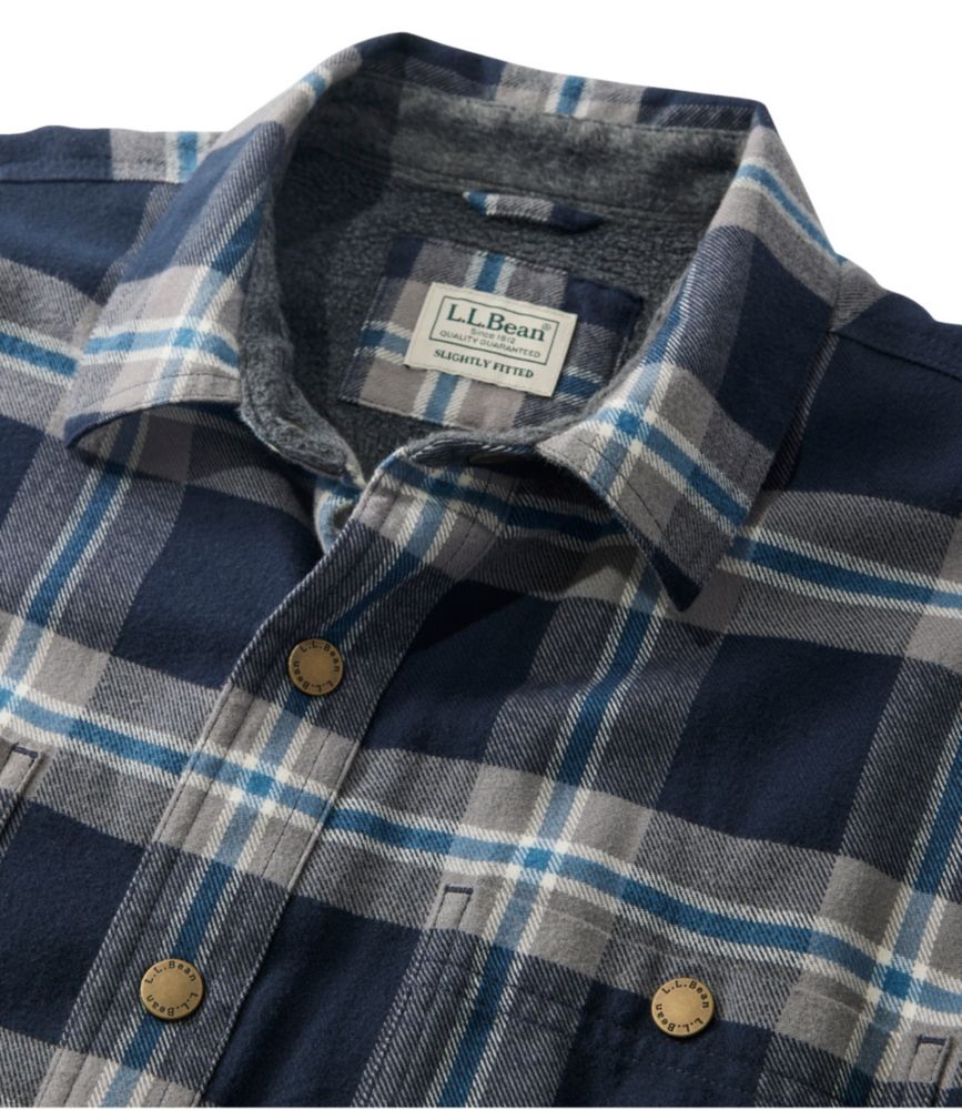 Men's Fleece-Lined Flannel Shirt, Snap Front, Slightly Fitted, Coal, small image number 4