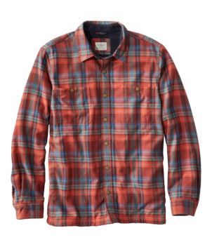 Men's Fleece-Lined Flannel Shirt, Snap Front, Slightly Fitted