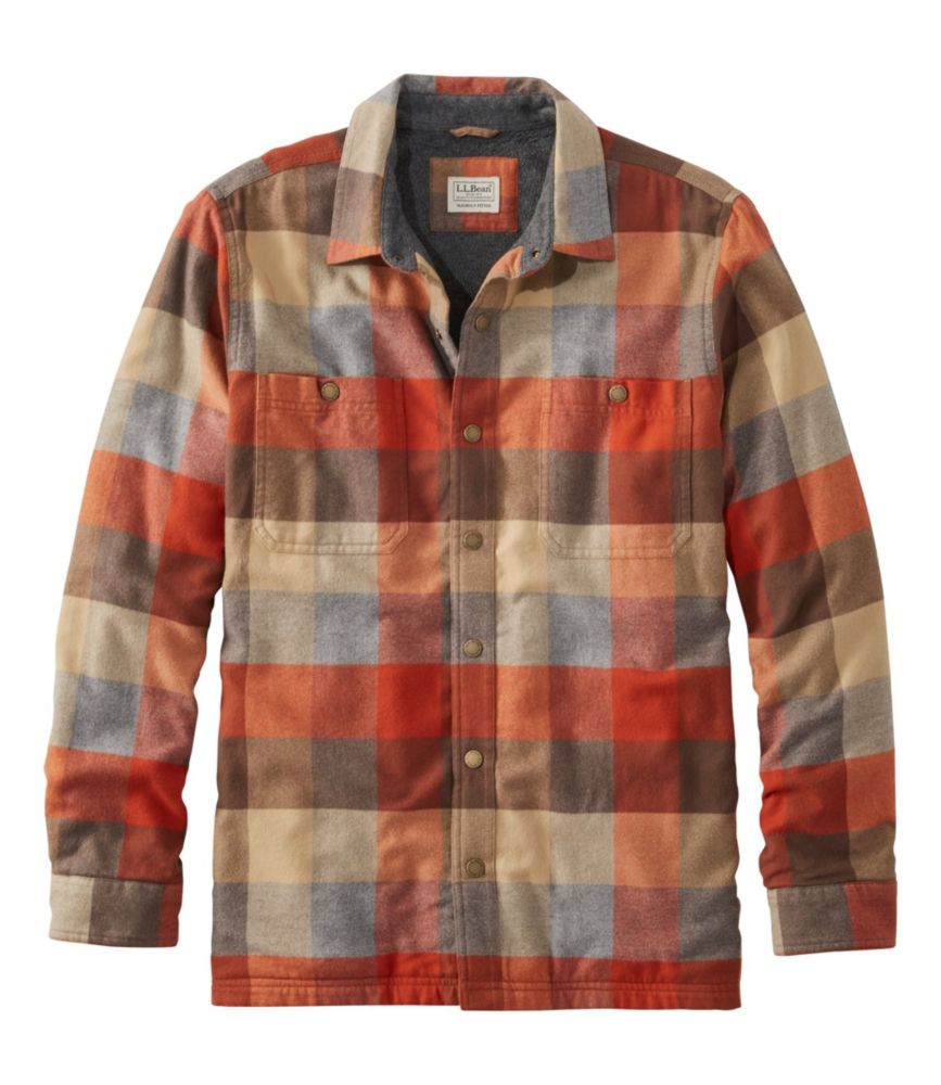Men's FleeceLined Flannel Shirt, Snap Front, Slightly Fitted Casual