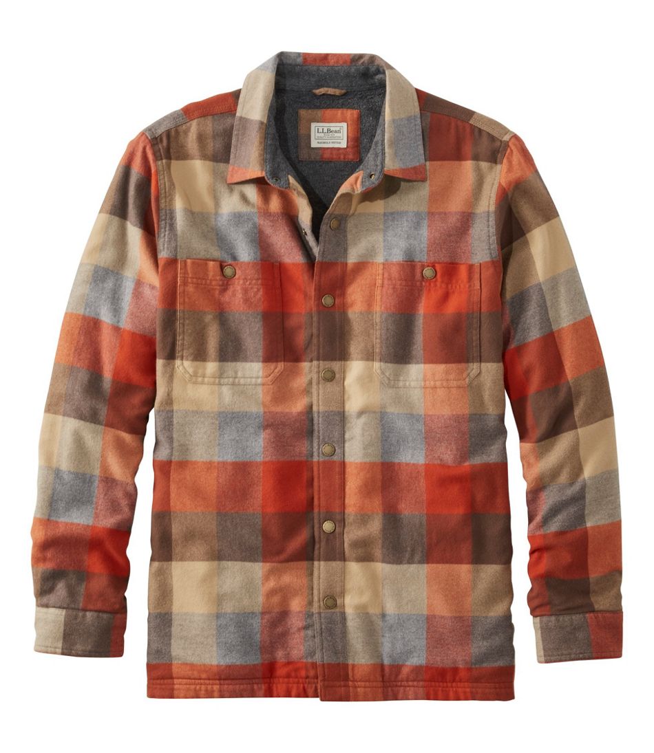 Men's Fleece-Lined Flannel Shirt, Snap Front, Slightly Fitted | Casual