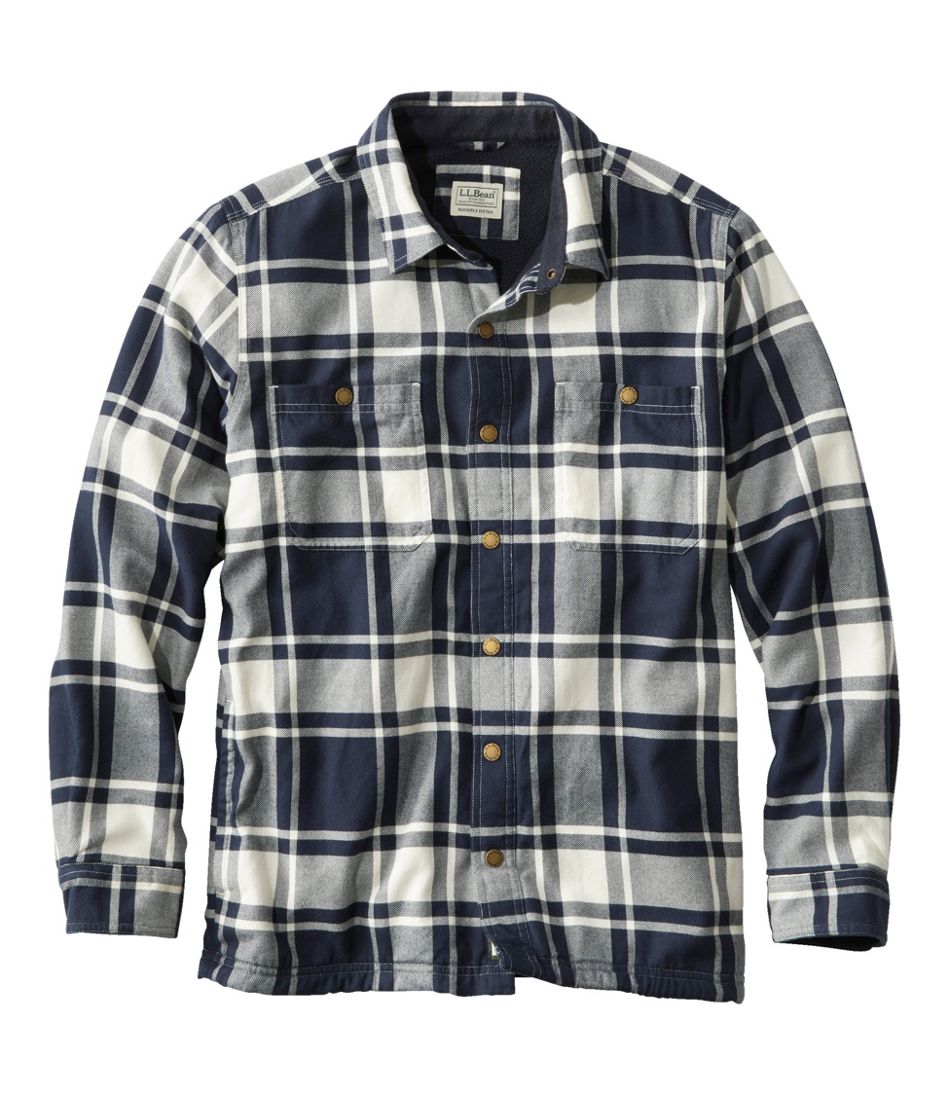 Men's Fleece-Lined Flannel Shirt, Snap Front, Slightly Fitted | Casual ...
