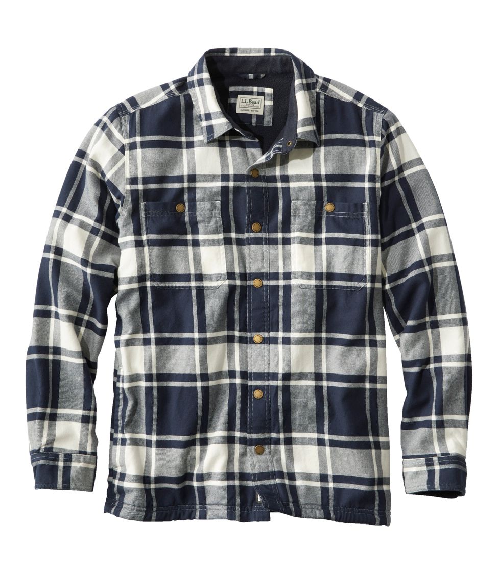 Men's Fleece-Lined Flannel Shirt, Snap Front, Slightly Fitted at