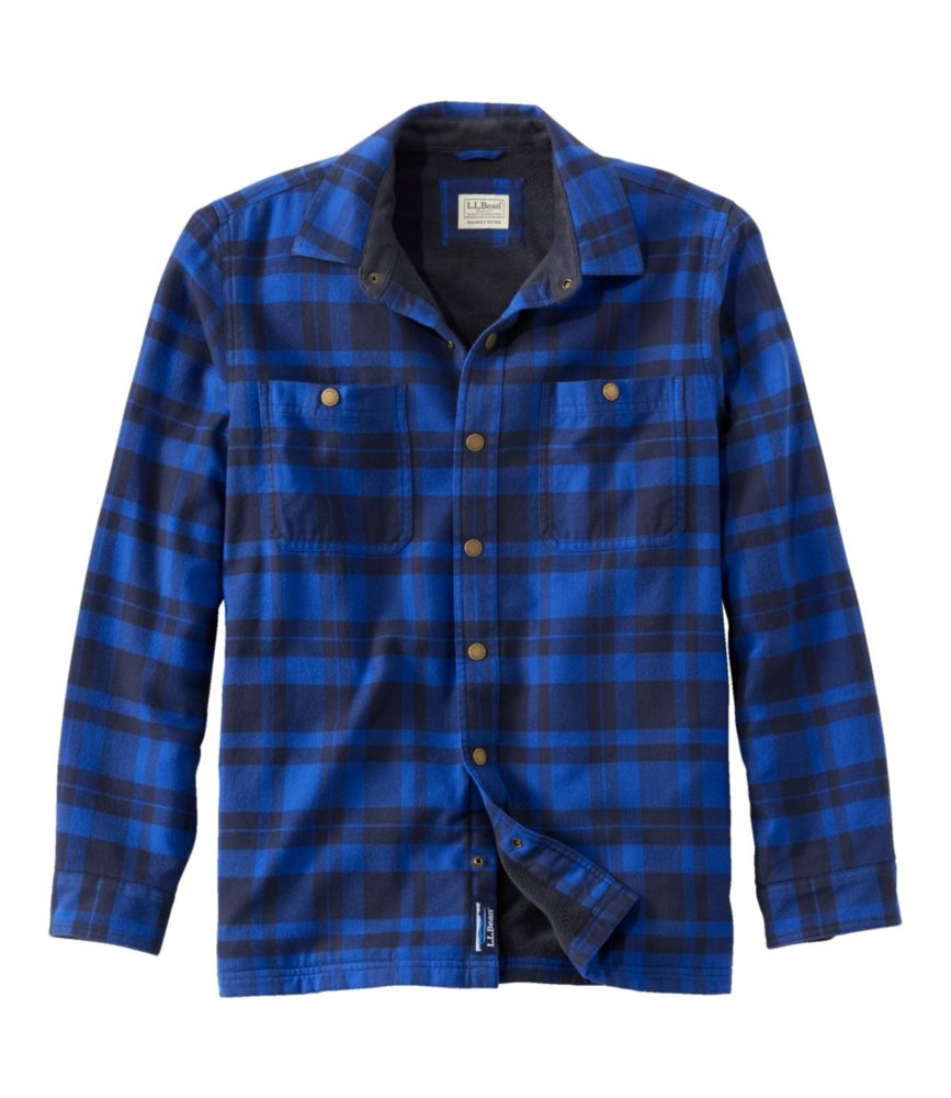Men's FleeceLined Flannel Shirt, Snap Front, Slightly Fitted Casual