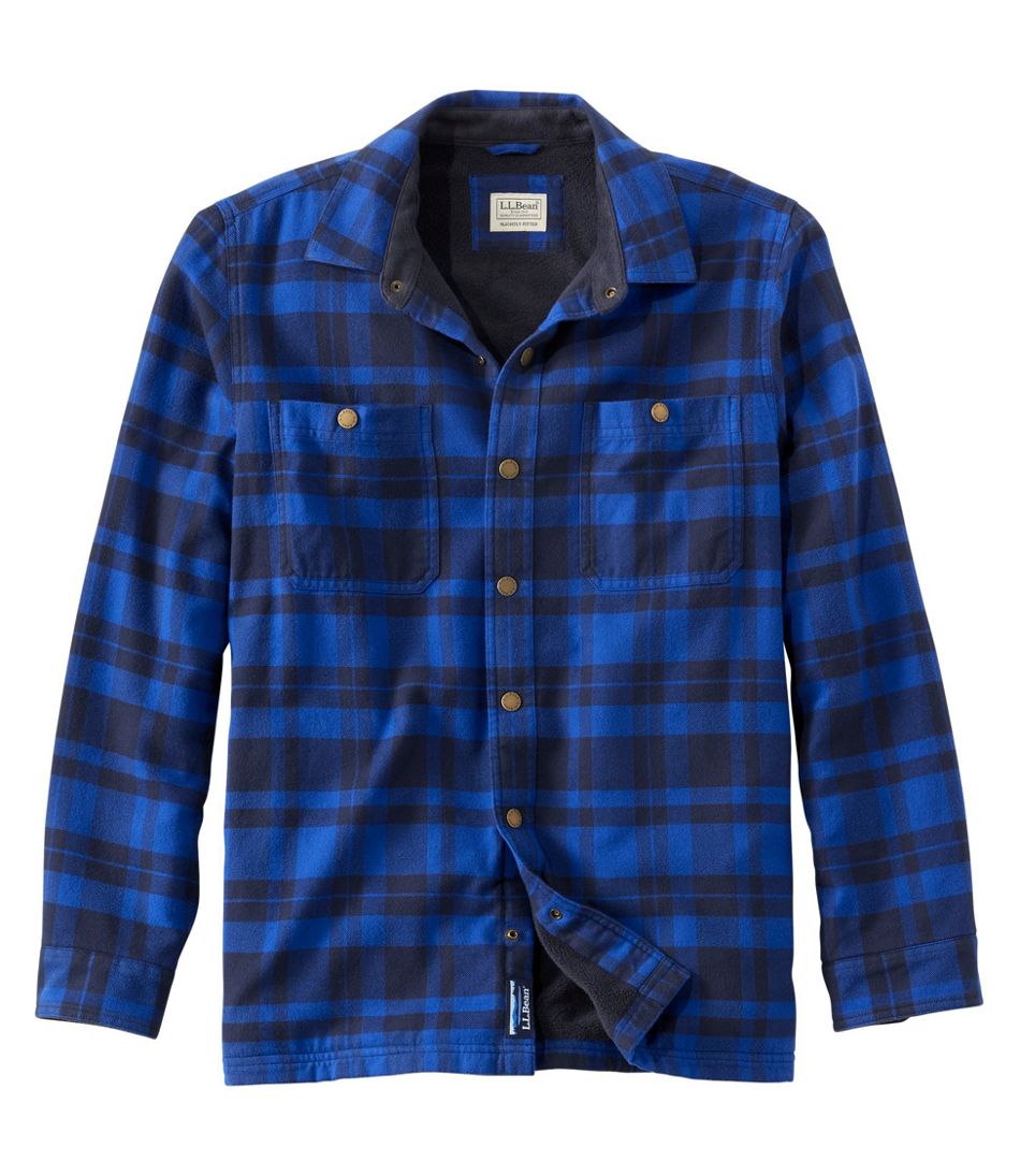 Men's Fleece-Lined Flannel Shirt, Snap Front, Slightly Fitted | Casual ...