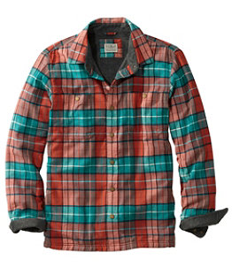 Men's Fleece-Lined Flannel Shirt, Snap Front, Slightly Fitted
