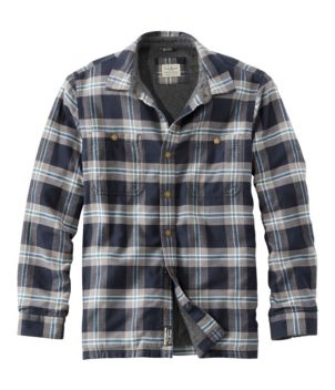 Men's Fleece-Lined Flannel Shirt, Snap Front, Slightly Fitted