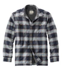 L.L.Bean Scotch Plaid Hooded Shirt Slightly Fitted Regular Men's Clothing Grey Stewart : XL